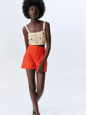 Zara Orange High Waisted Shorts - size SM